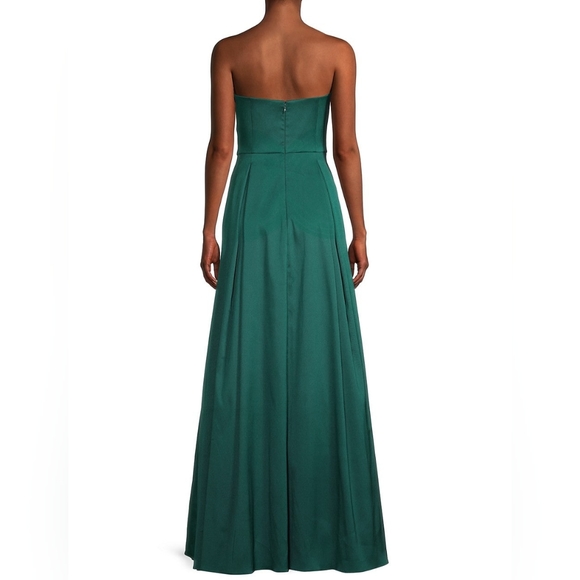 🆕️ Aidan Mattox Strapless Pleated Ball Gown in Dark Jade - Picture 4 of 16
